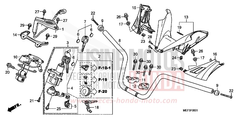 HANDLE PIPE/HANDLE COVER (FJS400D9/FJS400A) for SW-T400 ABS SWORD SILVER METALLIC (NHA95) from 2009
